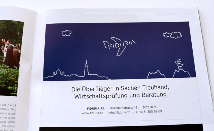 Skywork-Magazin mit Fiduria-Werbeinserat